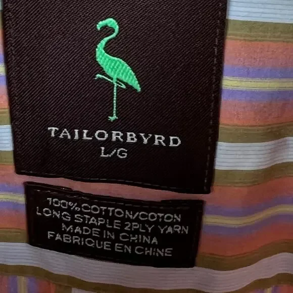 Tailor Byrd Mens Large Dress Shirt Button up Stiped Careerwear Office Salmon - Picture 11 of 14